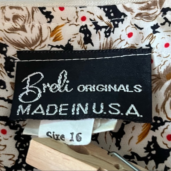 Vintage Breli Originals Button Down Cottage Floral Pleated Dress Size 16 - Picture 10 of 17